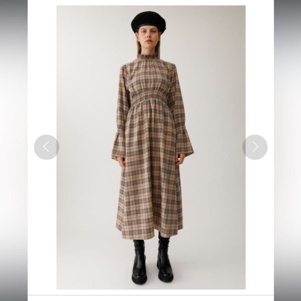 Moussy Flare Sleeve Check dress, JPN size 2 (US 6)